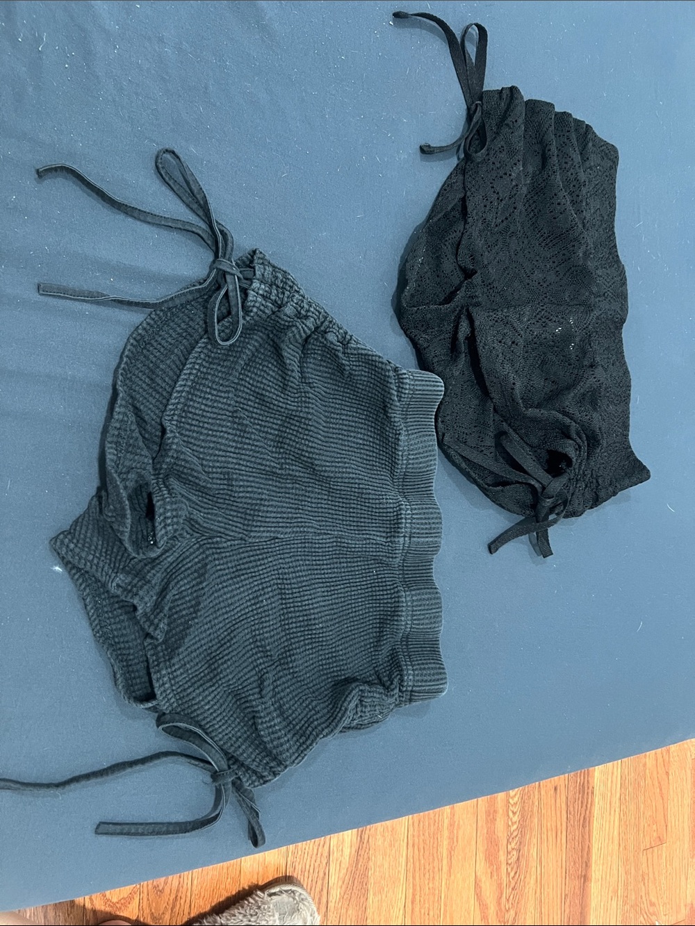 Forever 21 Black Lace and Black Ribbed Drawstring Women’s Shorts